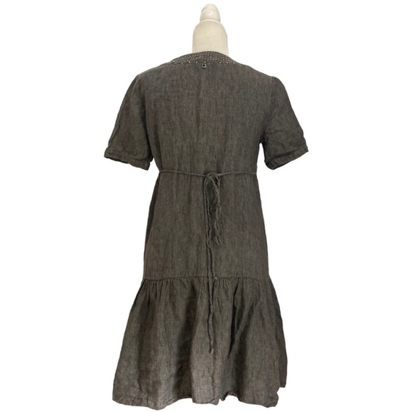 Twin-Set Simona Barbieri V Neck Tiered Mini Dress with lace up Detailing - Picture 3 of 9